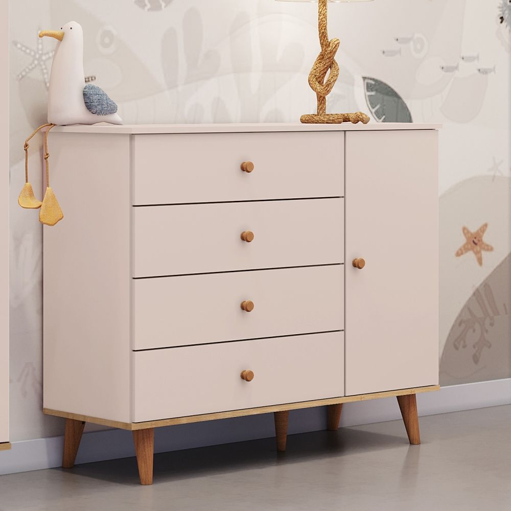 Cômoda Infantil Branco com Porta Ludi Retrô