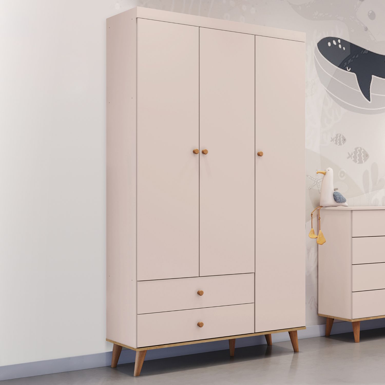 Guarda Roupa Infantil Branco 3 Portas Ludi Retrô