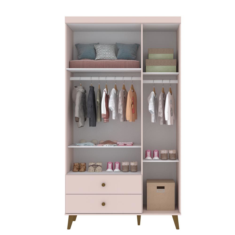 Guarda Roupa Infantil Branco 3 Portas Ludi Retrô