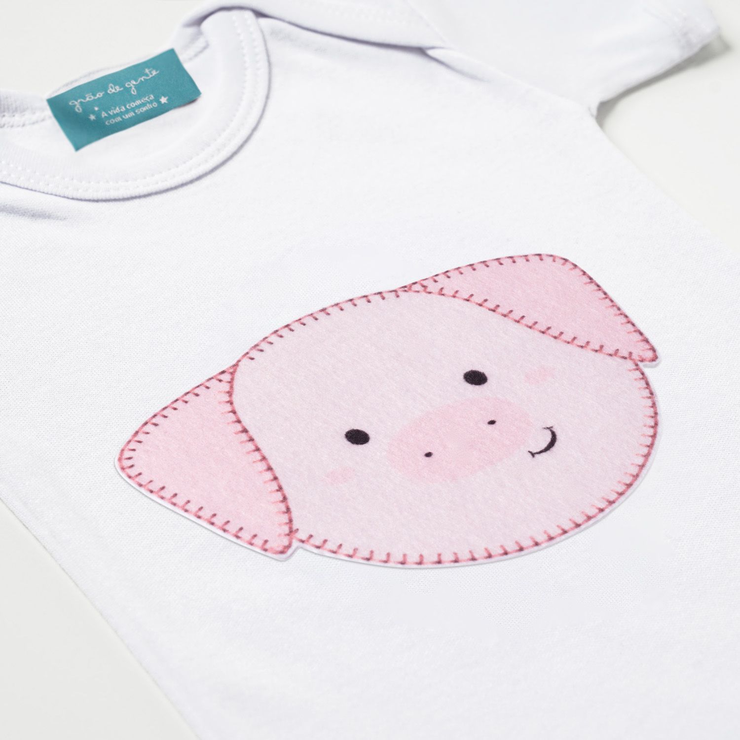 Body Manga Curta Amiguinho Porquinho Tam P