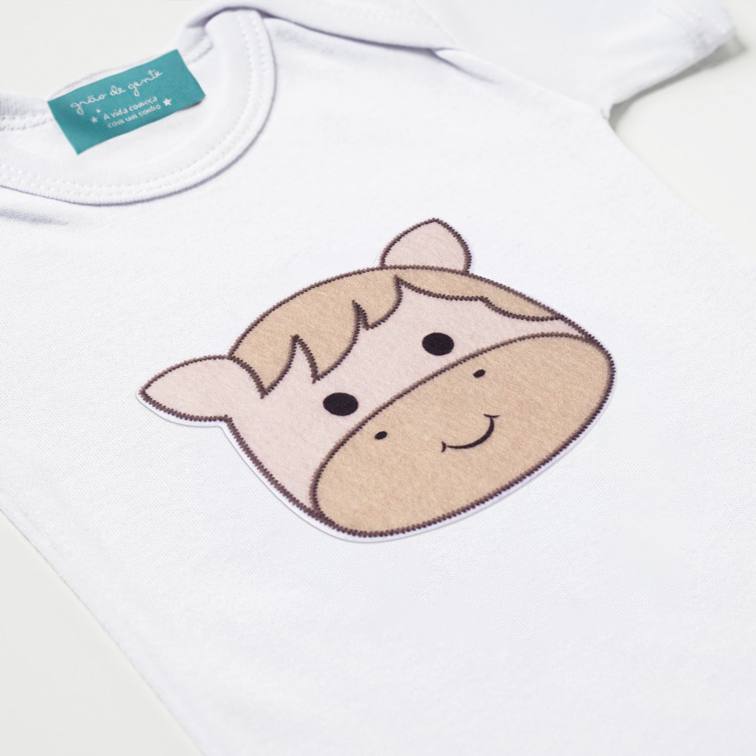 Body Manga Curta Amiguinho Cavalinho Tam P