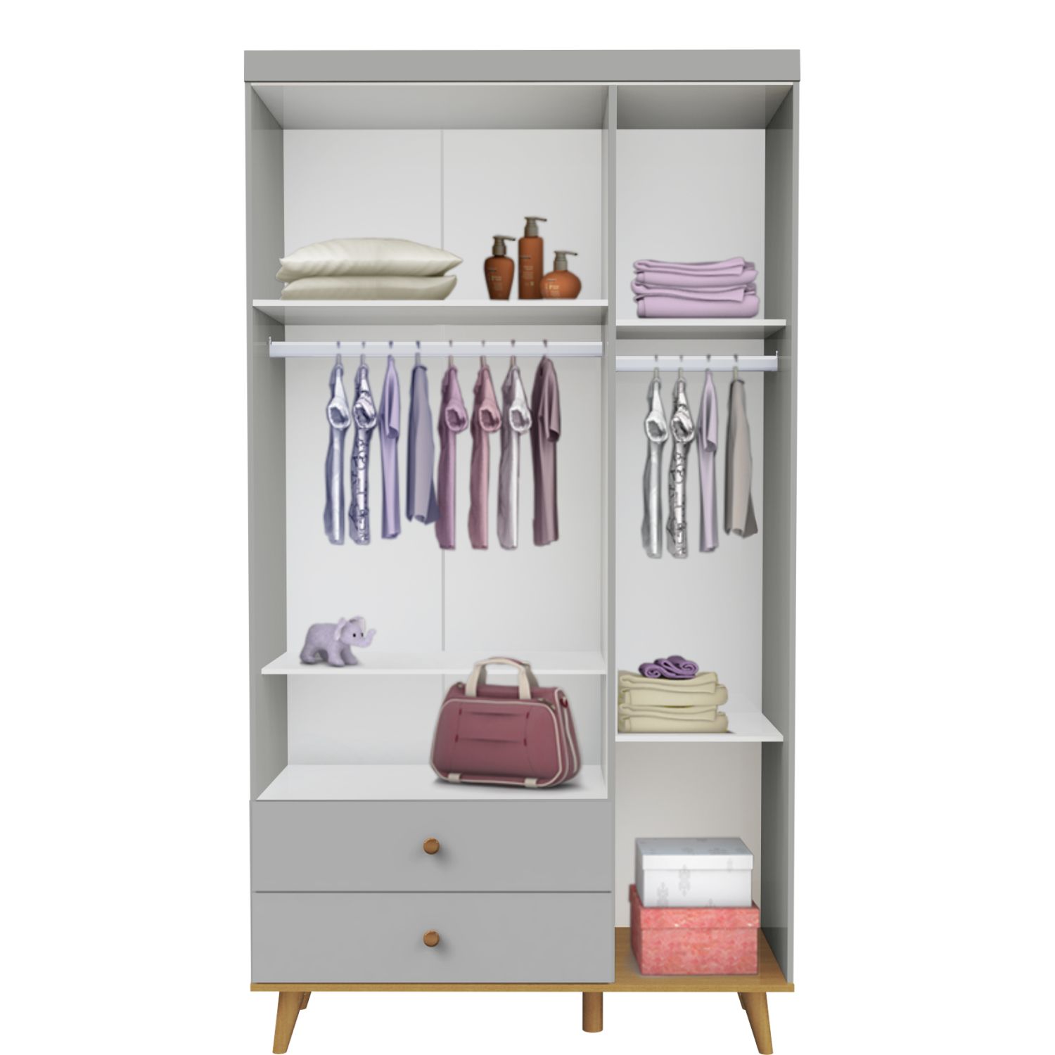 Guarda Roupa Infantil Branco 3 Portas Ludi Retrô