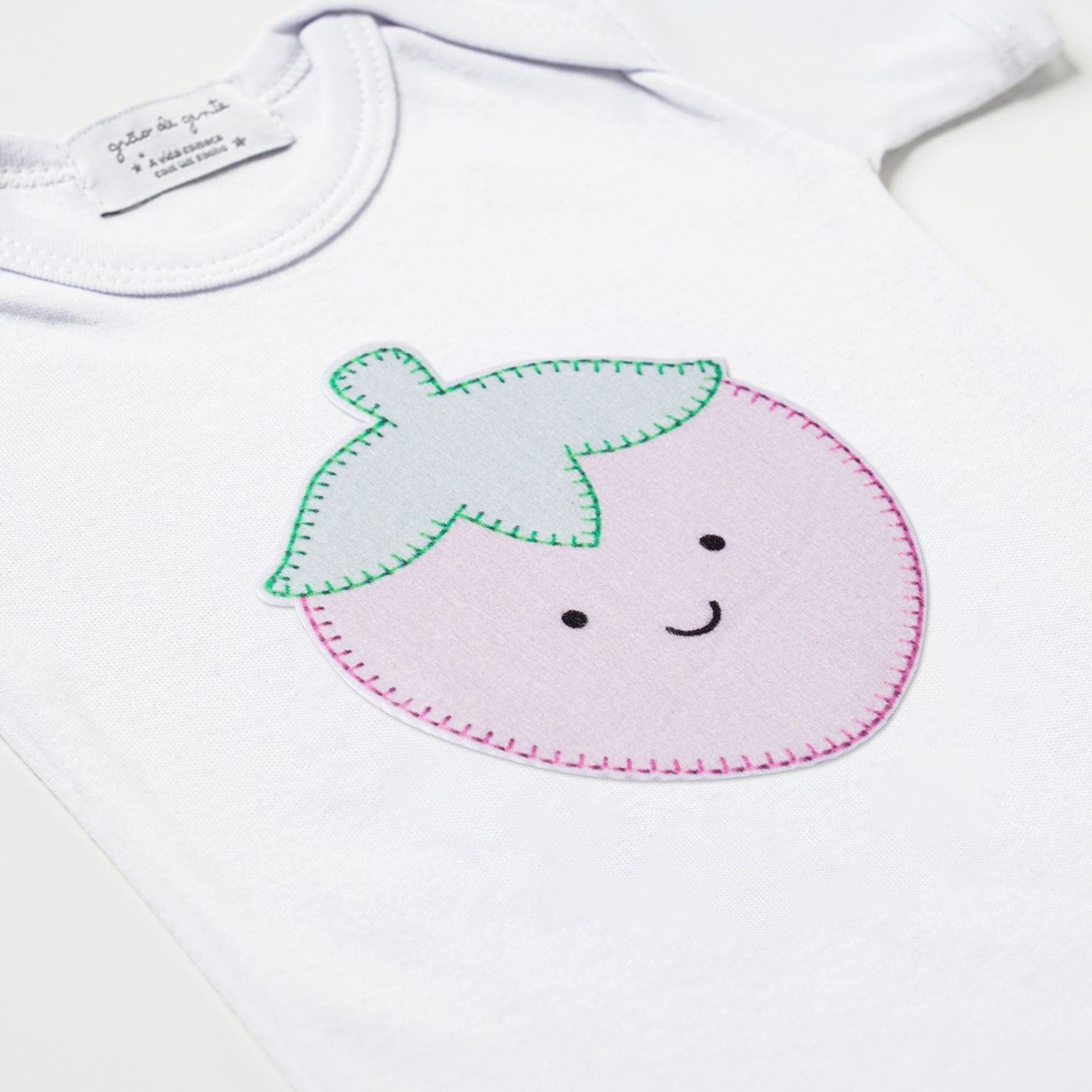 Body Manga Curta Frutinha Morango Tam P