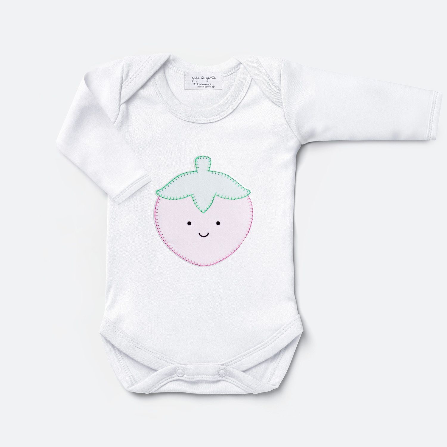 Body Manga Curta Frutinha Morango Tam P