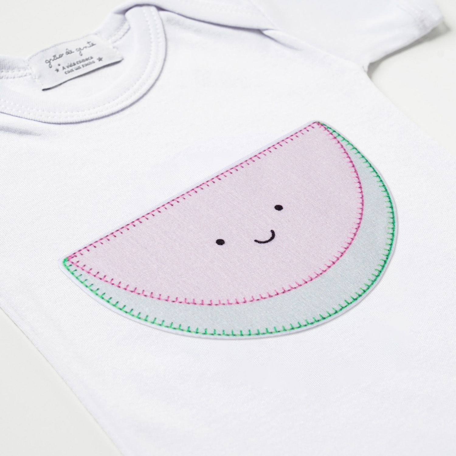 Body Manga Curta Frutinha Melancia Tam P