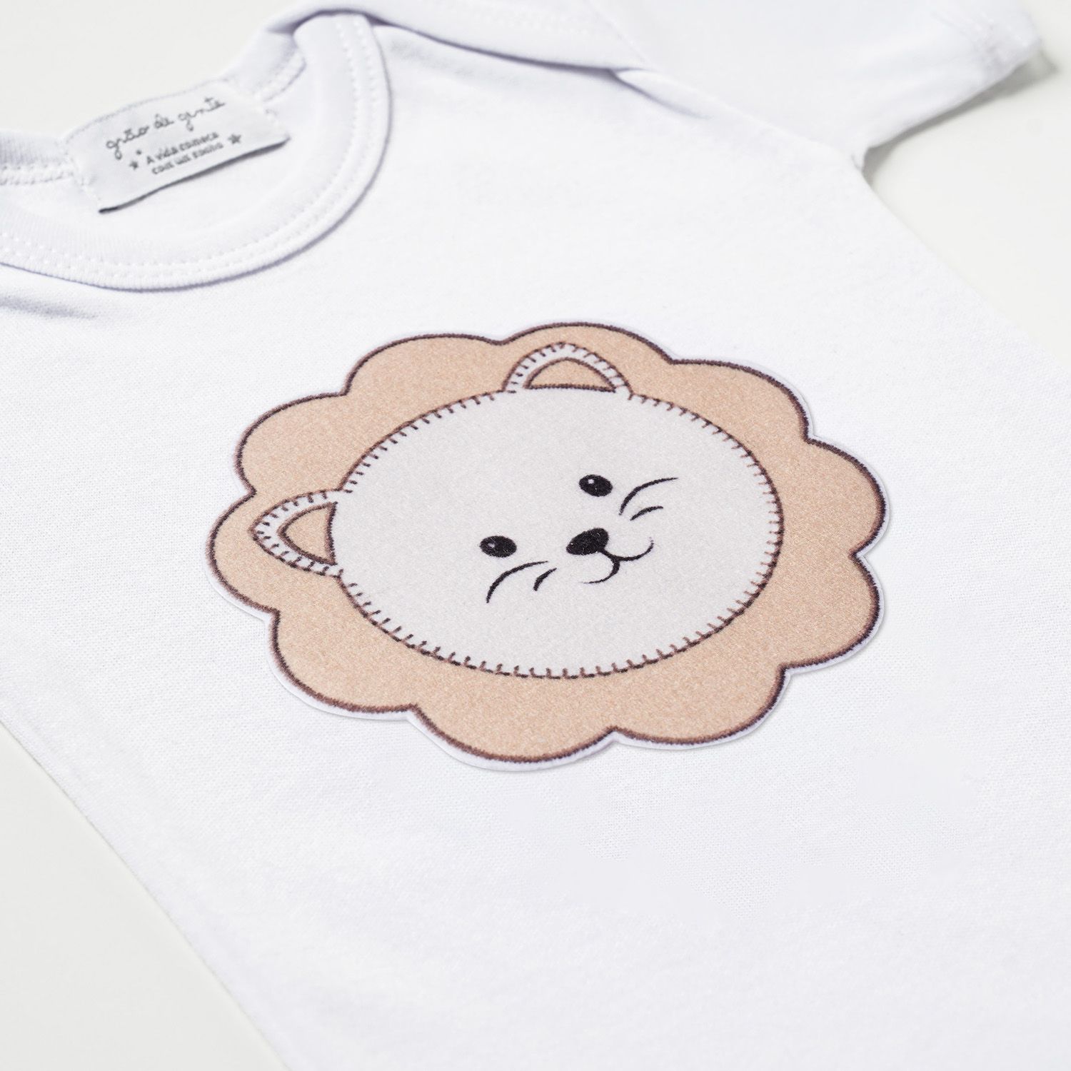 Body Manga Curta Amiguinho Leão Tam P