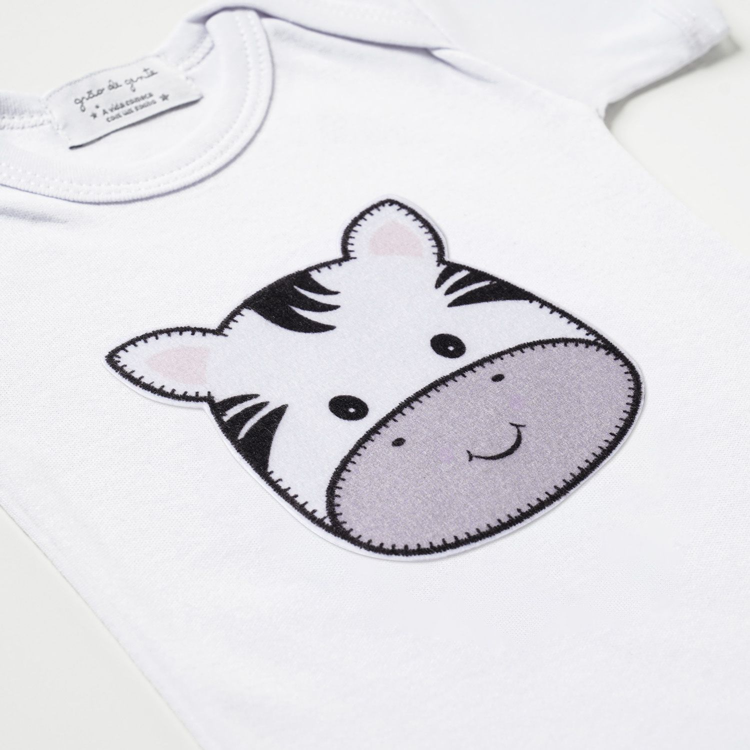 Body Manga Curta Amiguinha Zebra Tam P