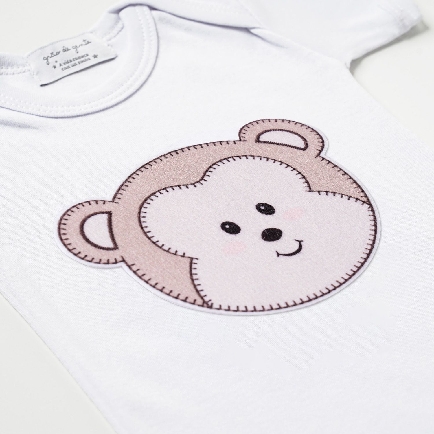 Body Manga Curta Amiguinho Macaco Tam P