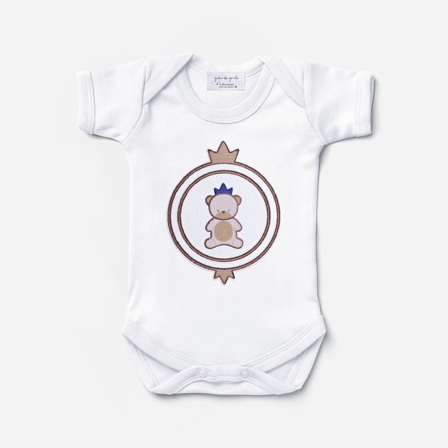 Body Manga Curta Urso Teddy Realeza Tam P