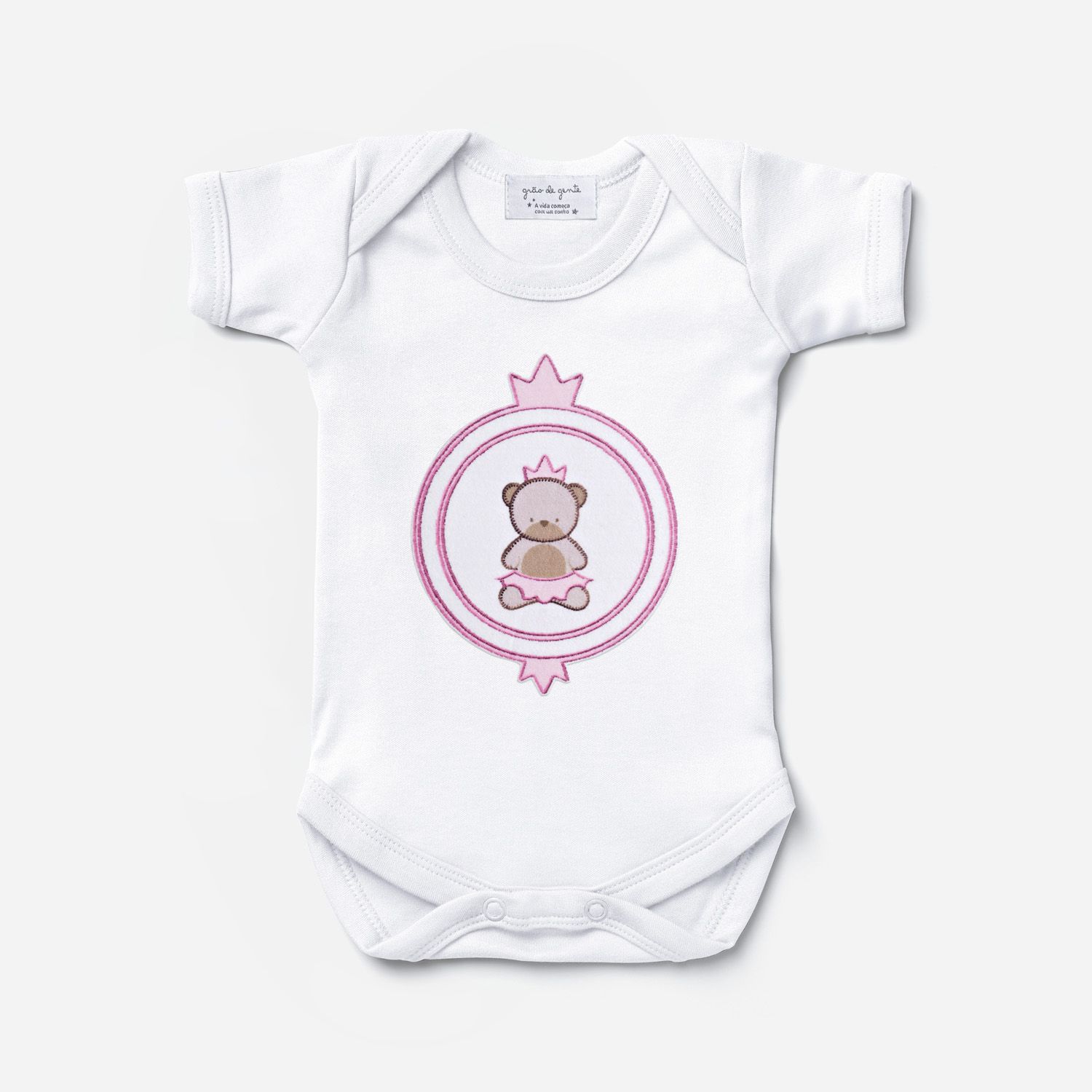 Body Manga Curta Ursinha Realeza Tam P