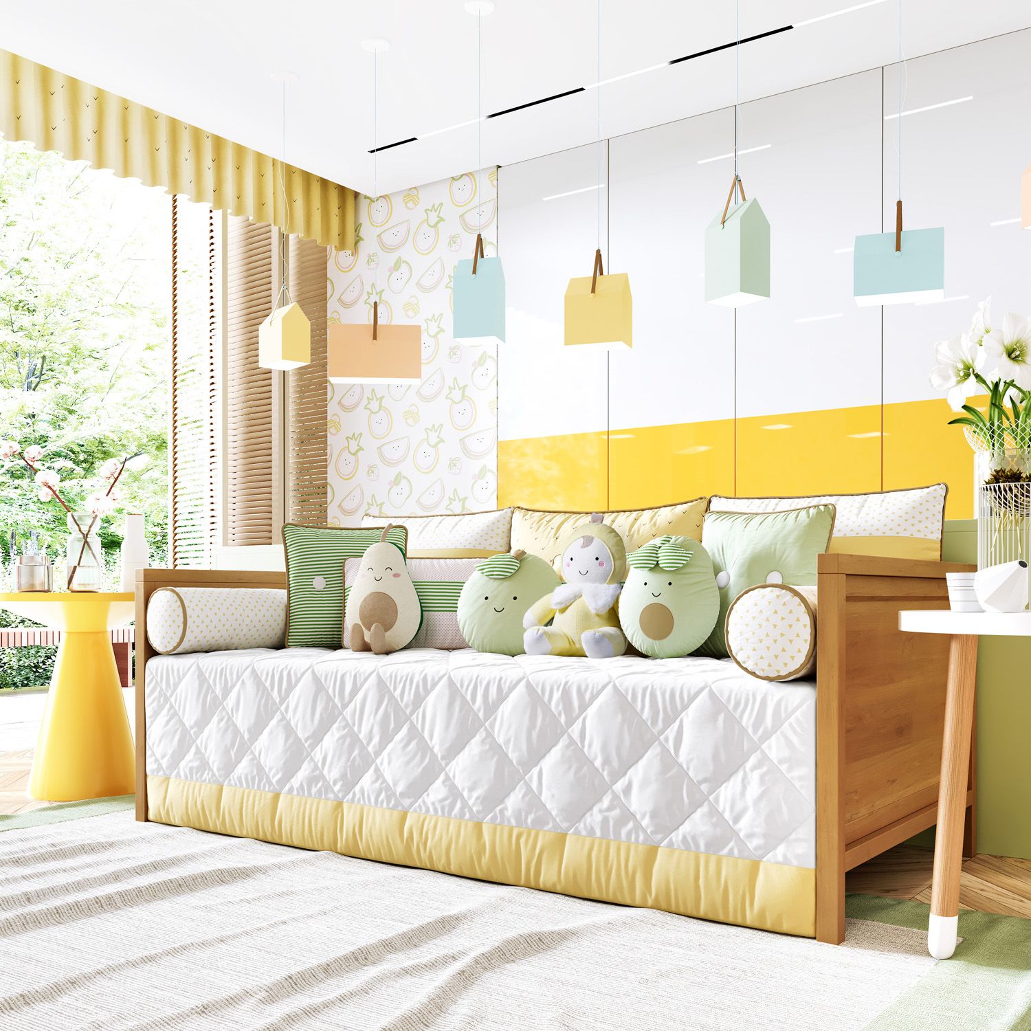 Kit Cama Babá Frutinhas Amarelo