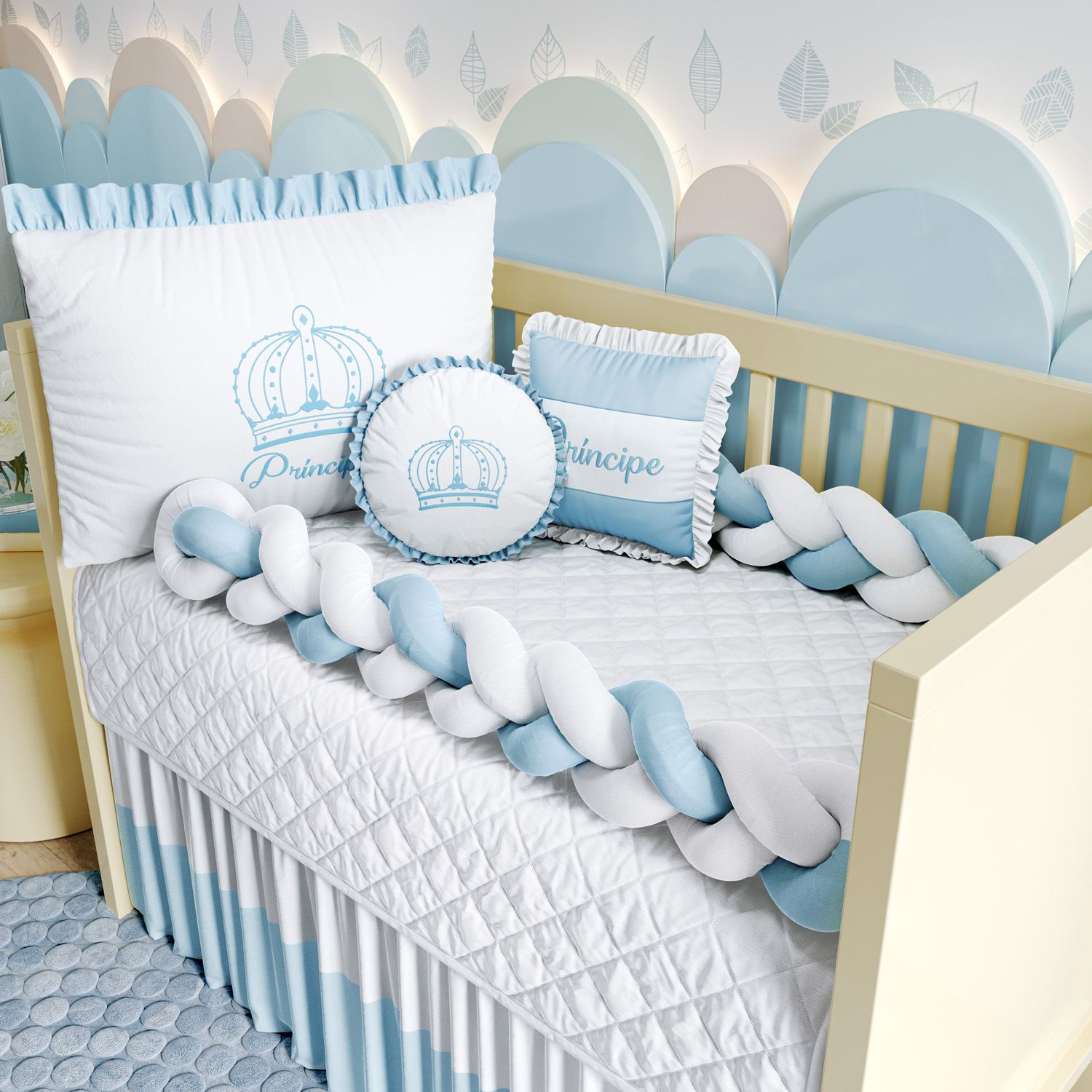 Kit Berço Duas Tranças Menina Princesa Rosa