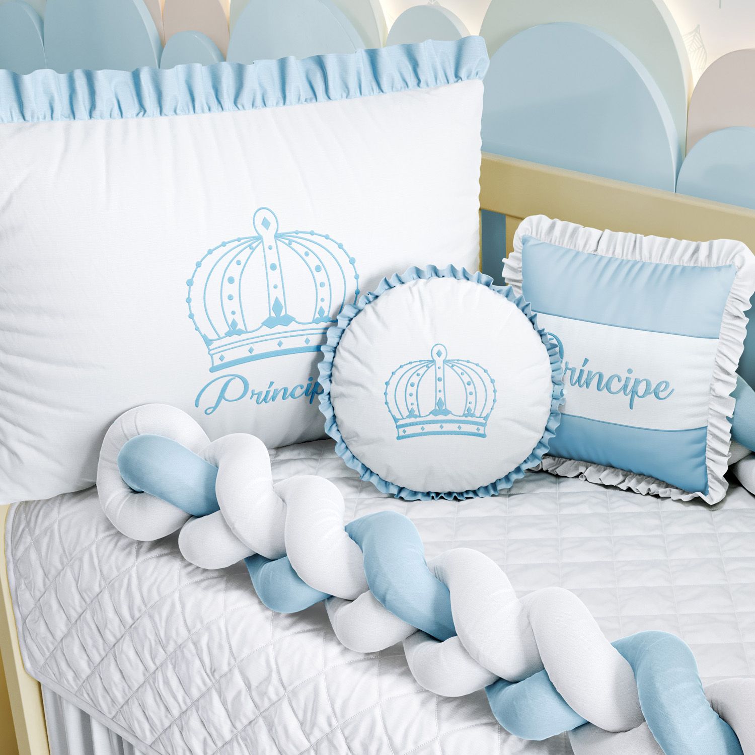 Kit Berço Duas Tranças Menina Princesa Rosa — vista alternativa