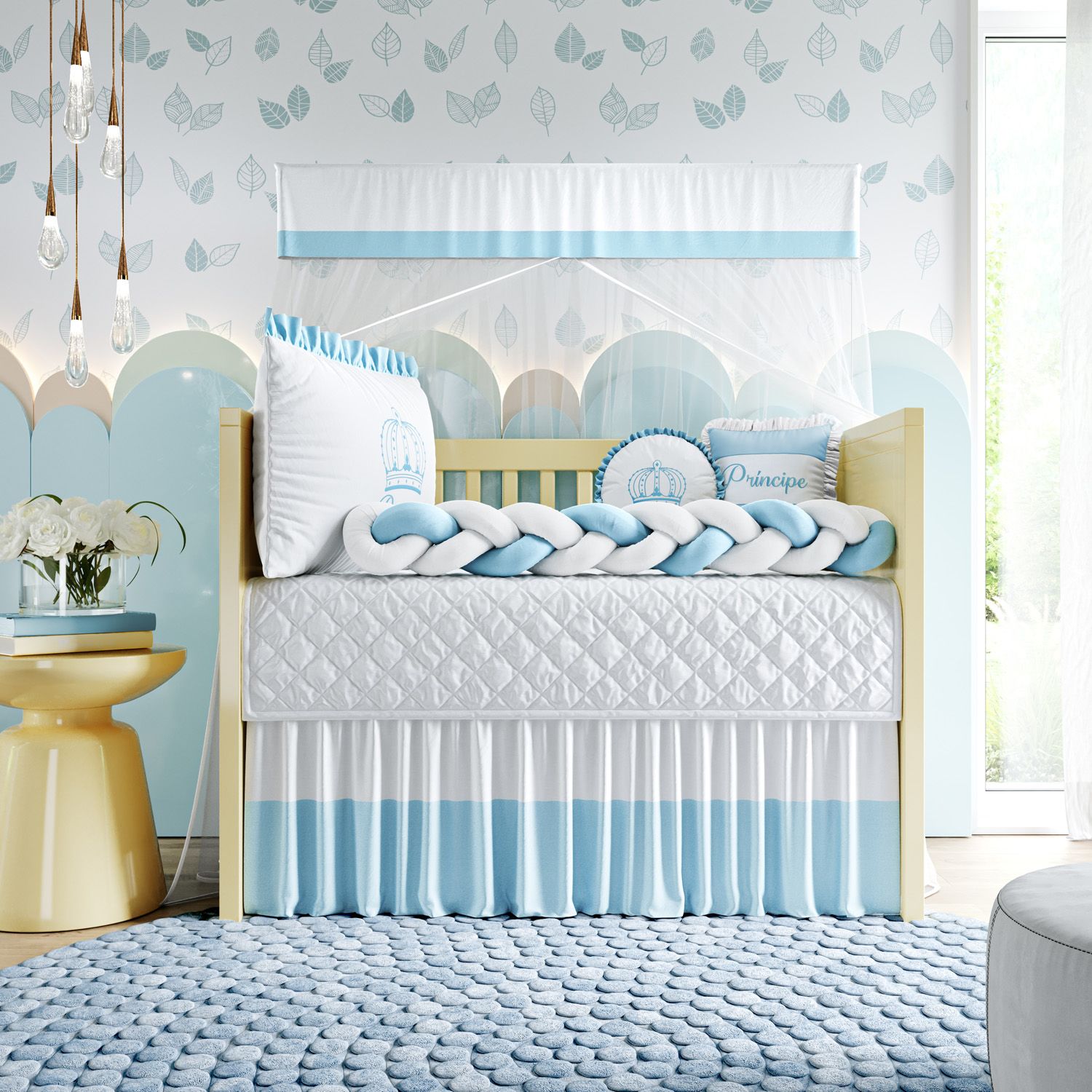 Kit Berço Duas Tranças Menina Princesa Rosa