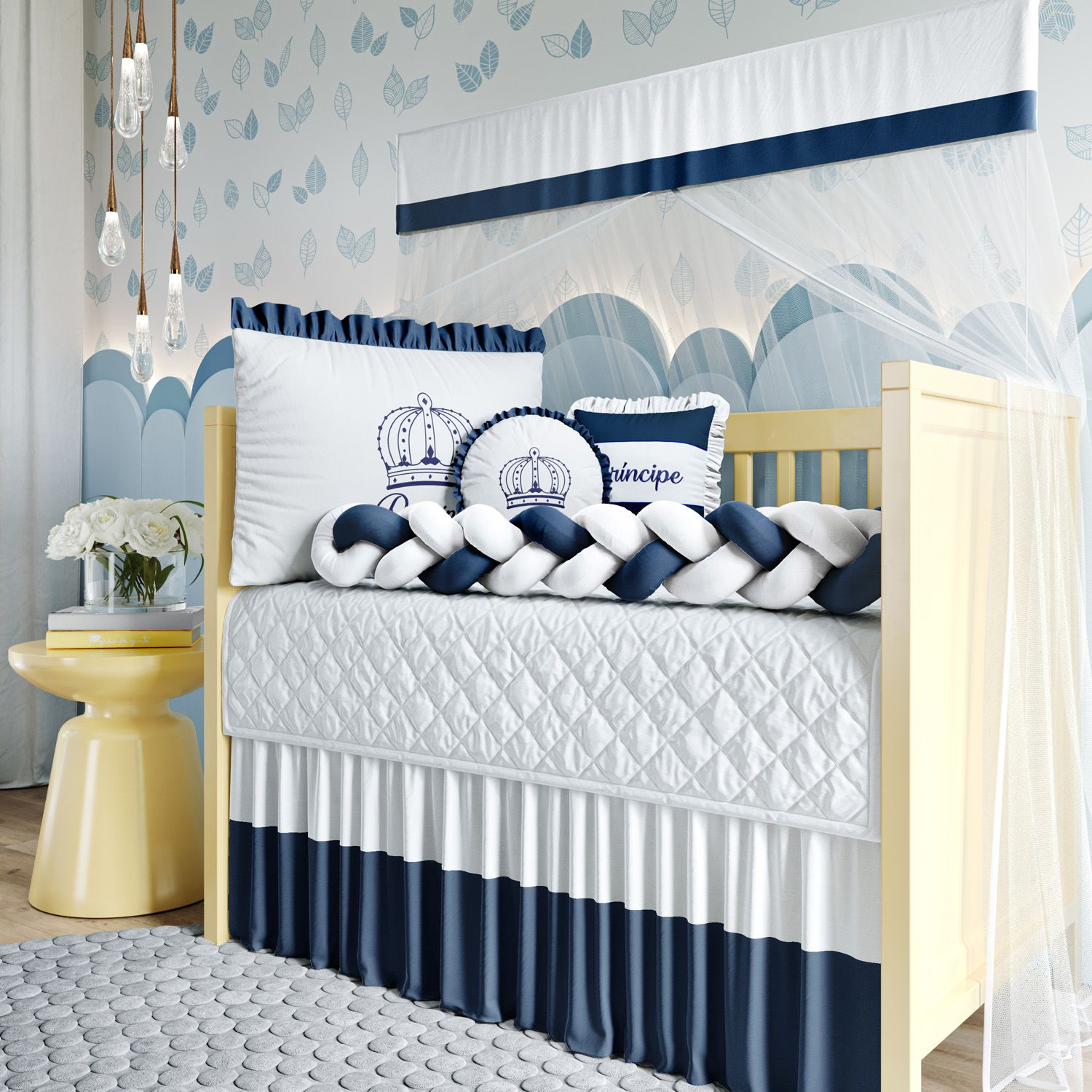 Kit Berço Duas Tranças Menina Princesa Rosa