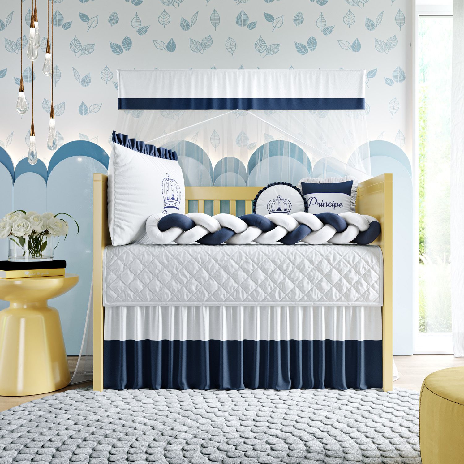 Kit Berço Duas Tranças Menina Princesa Rosa