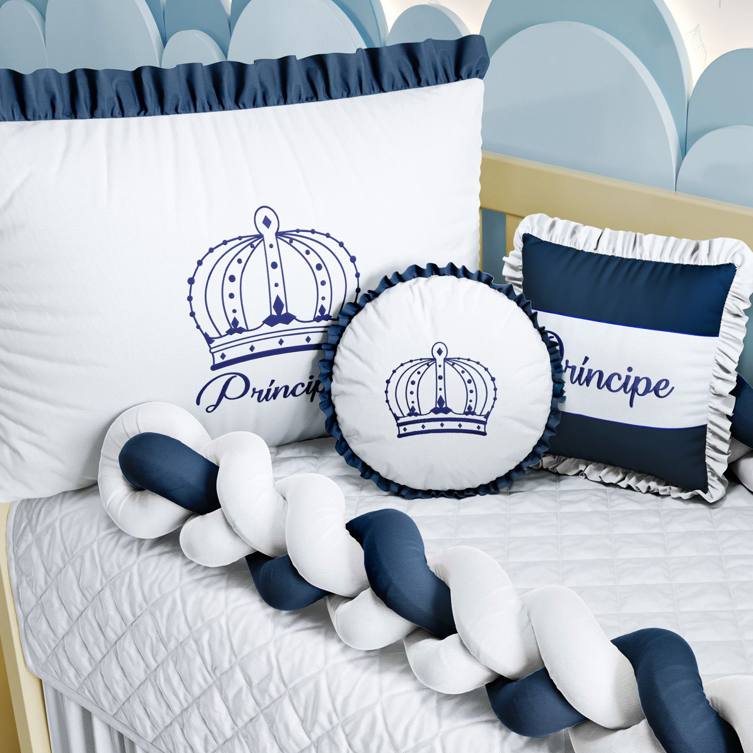 Kit Berço Duas Tranças Menina Princesa Rosa