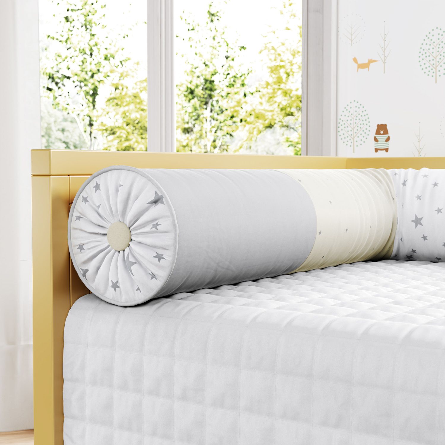 Kit Cama Babá Rolinhos Mágicos Laranja e Cinza