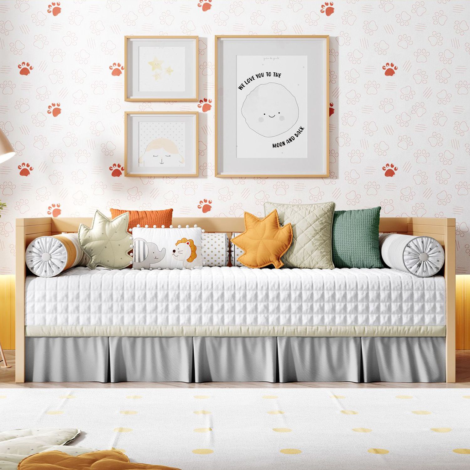 Kit Cama Babá Rolinhos Mágicos Laranja e Cinza