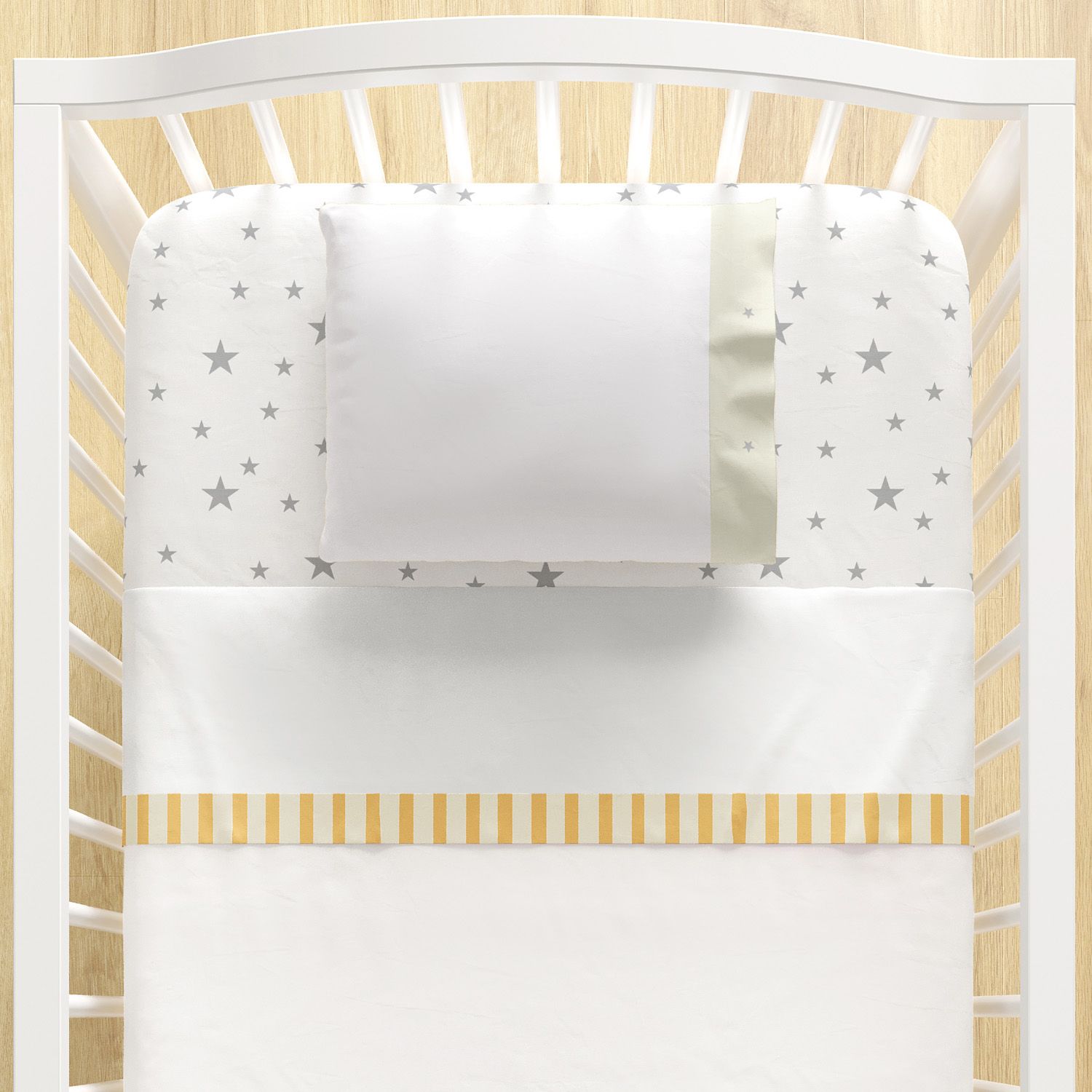 Jogo de Lençol Berço Estrelas e Listras Laranja 3 peças