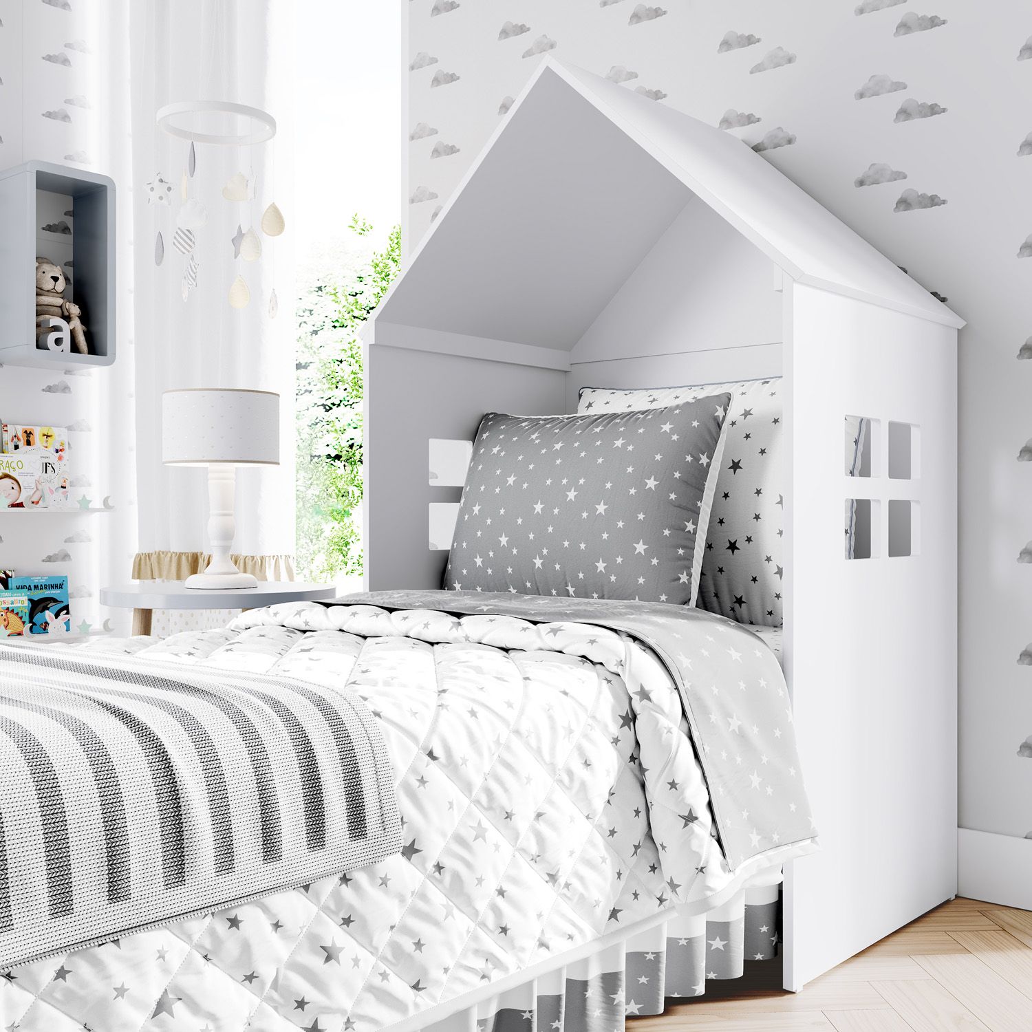 Casinha Montessoriana para Cabeceira Branco 1,54m