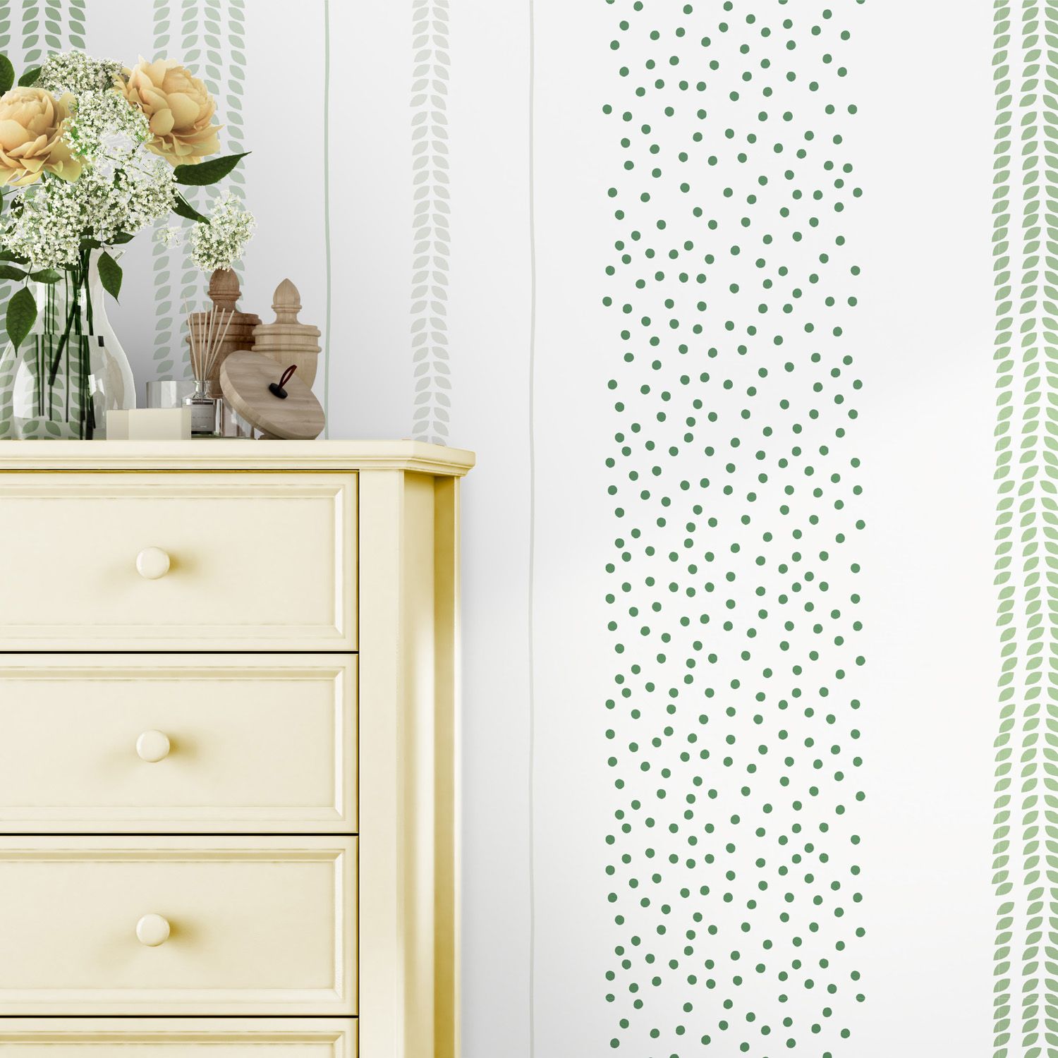 Papel de Parede Folhas e Poá Artsy Verde 3M