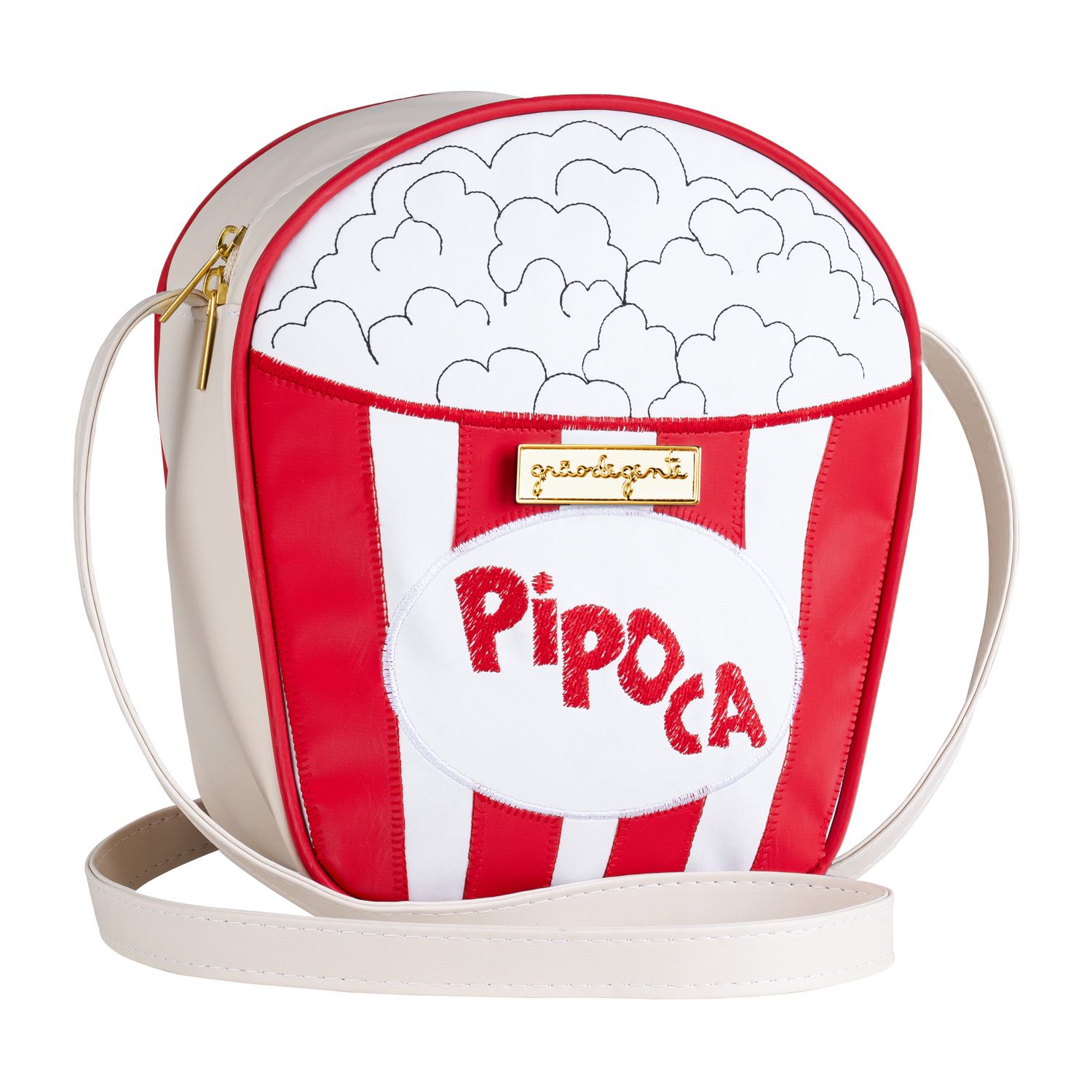 Bolsa Infantil Pipoca Branco e Vermelho 24cm