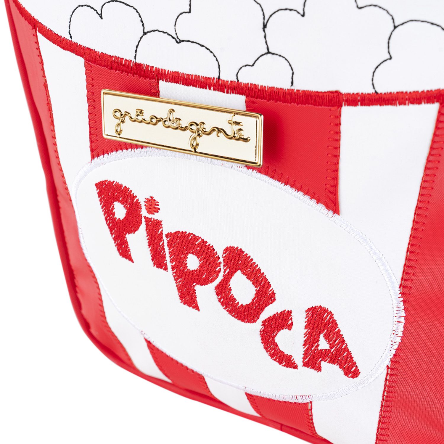 Bolsa Infantil Pipoca Branco e Vermelho 24cm
