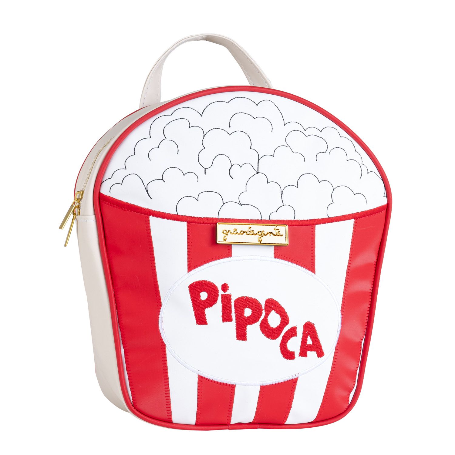 Mochila Infantil Pipoca Branco e Vermelho 27cm