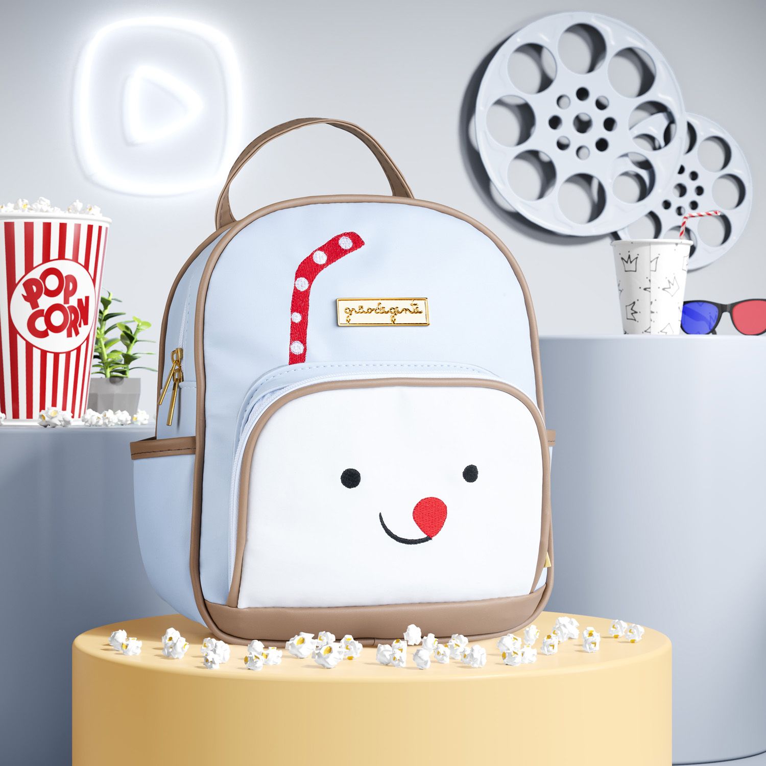 Mochila Infantil Milk-Shake Canudinho Azul 27cm