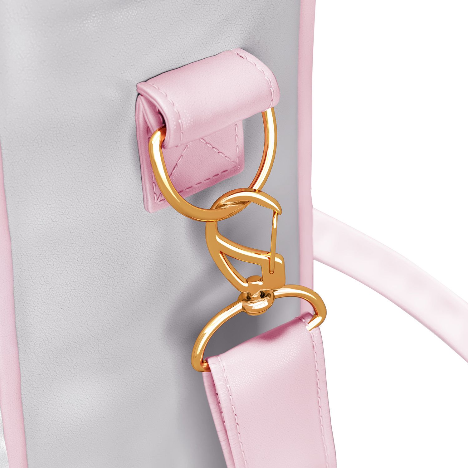 Bolsa Maternidade Tote Coração Rosa e Cinza 37cm