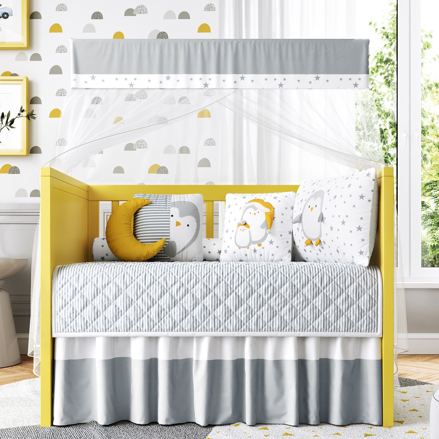 Kit Berço Rolinho Pinguim Estrelinha