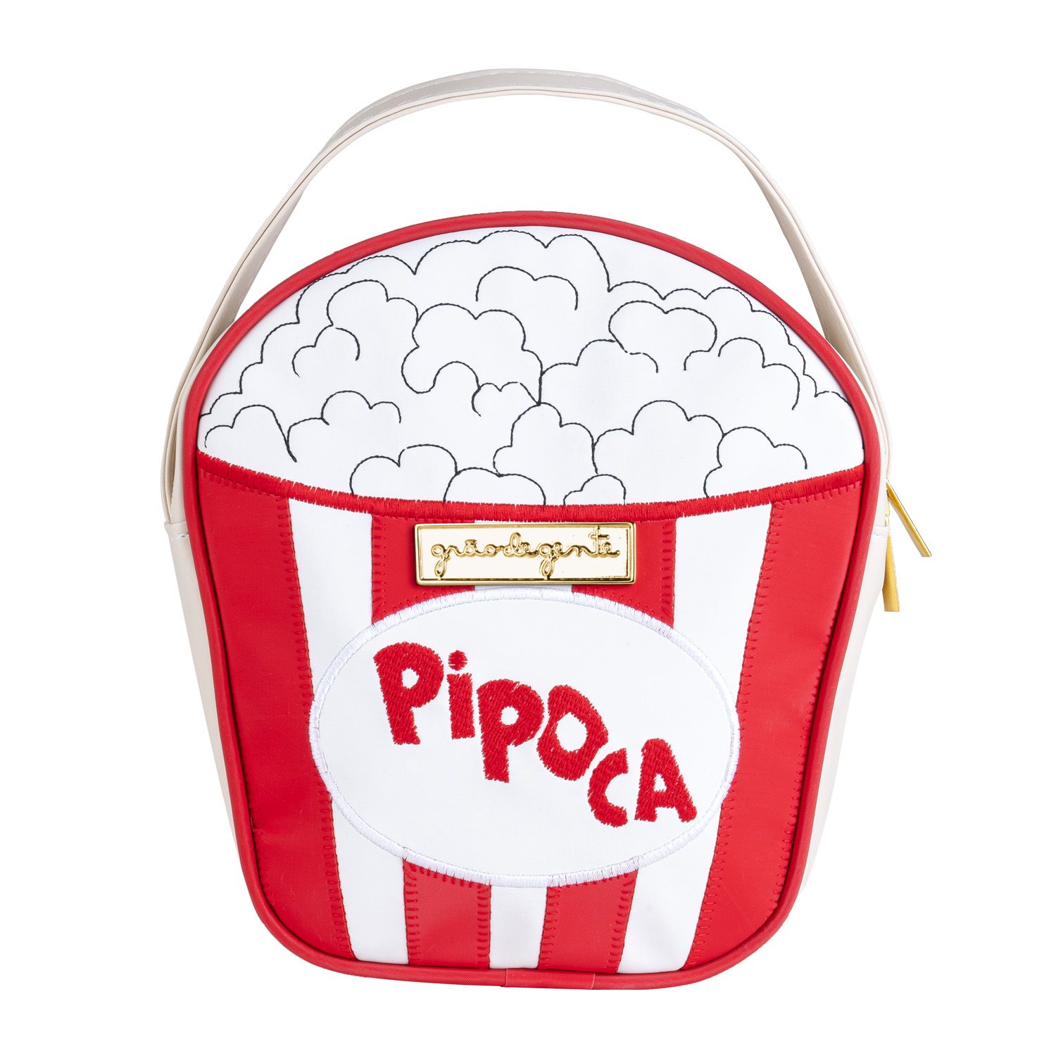 Lancheira Infantil Pipoca Branco e Vermelho 21cm