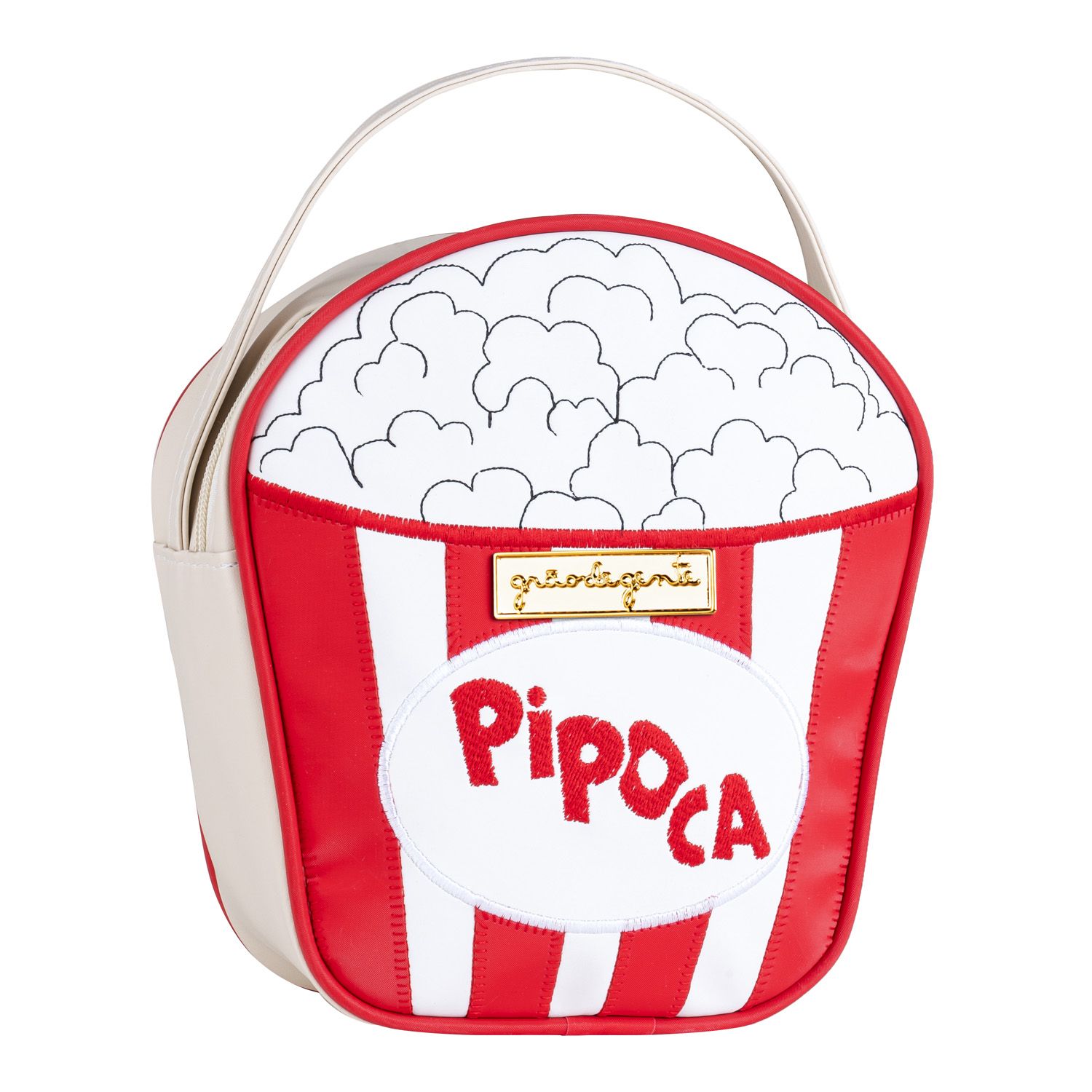 Lancheira Infantil Pipoca Branco e Vermelho 21cm