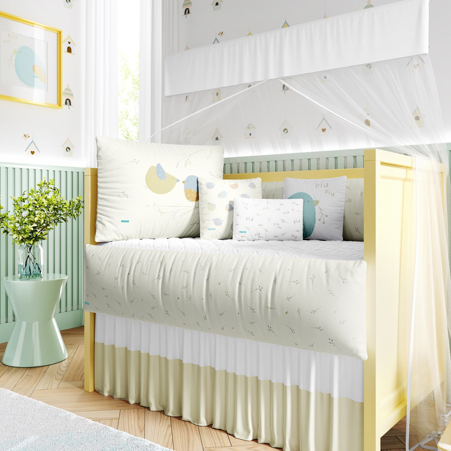 Kit Berço Passarinhos no Jardim