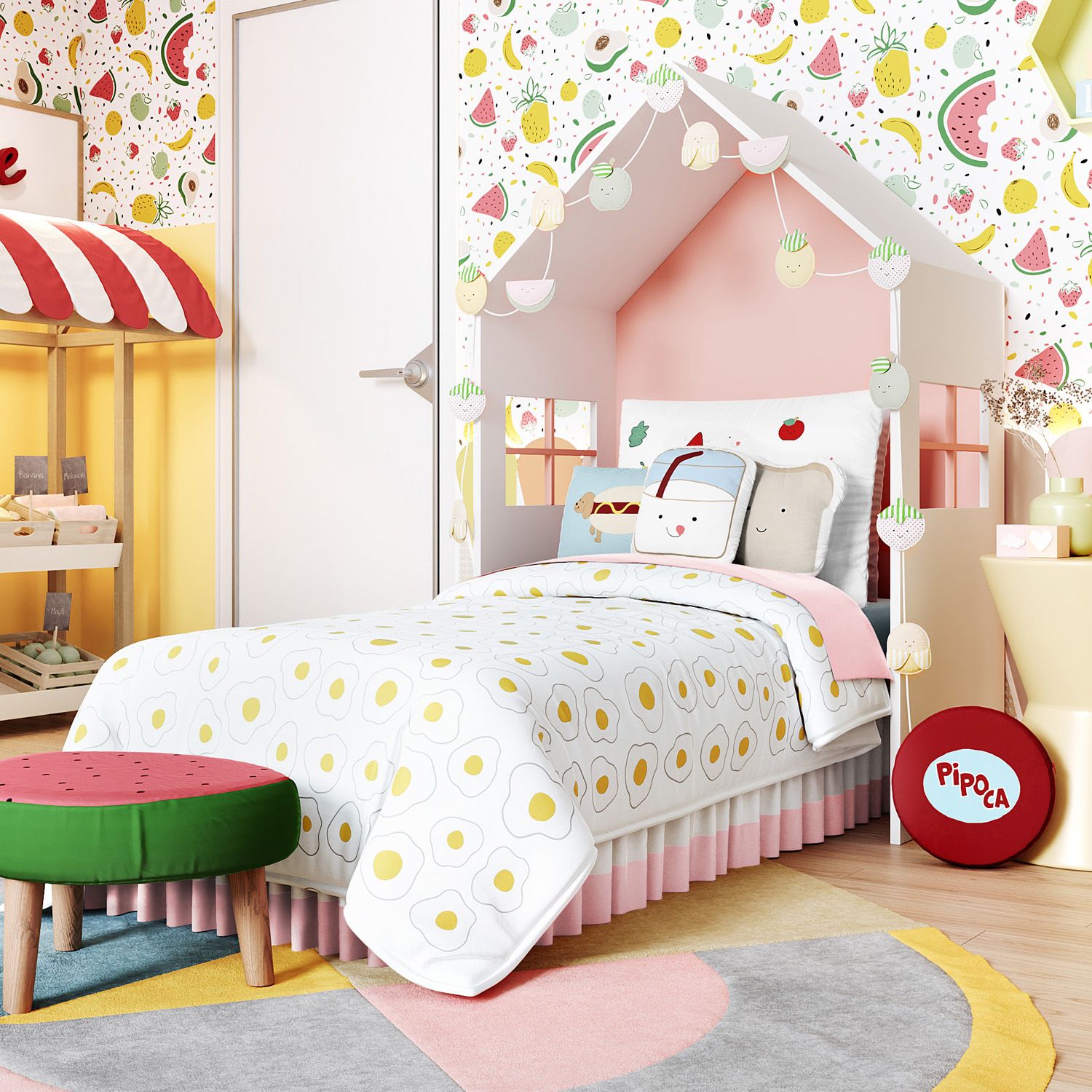 Edredom Infantil Solteiro Ovo Frito