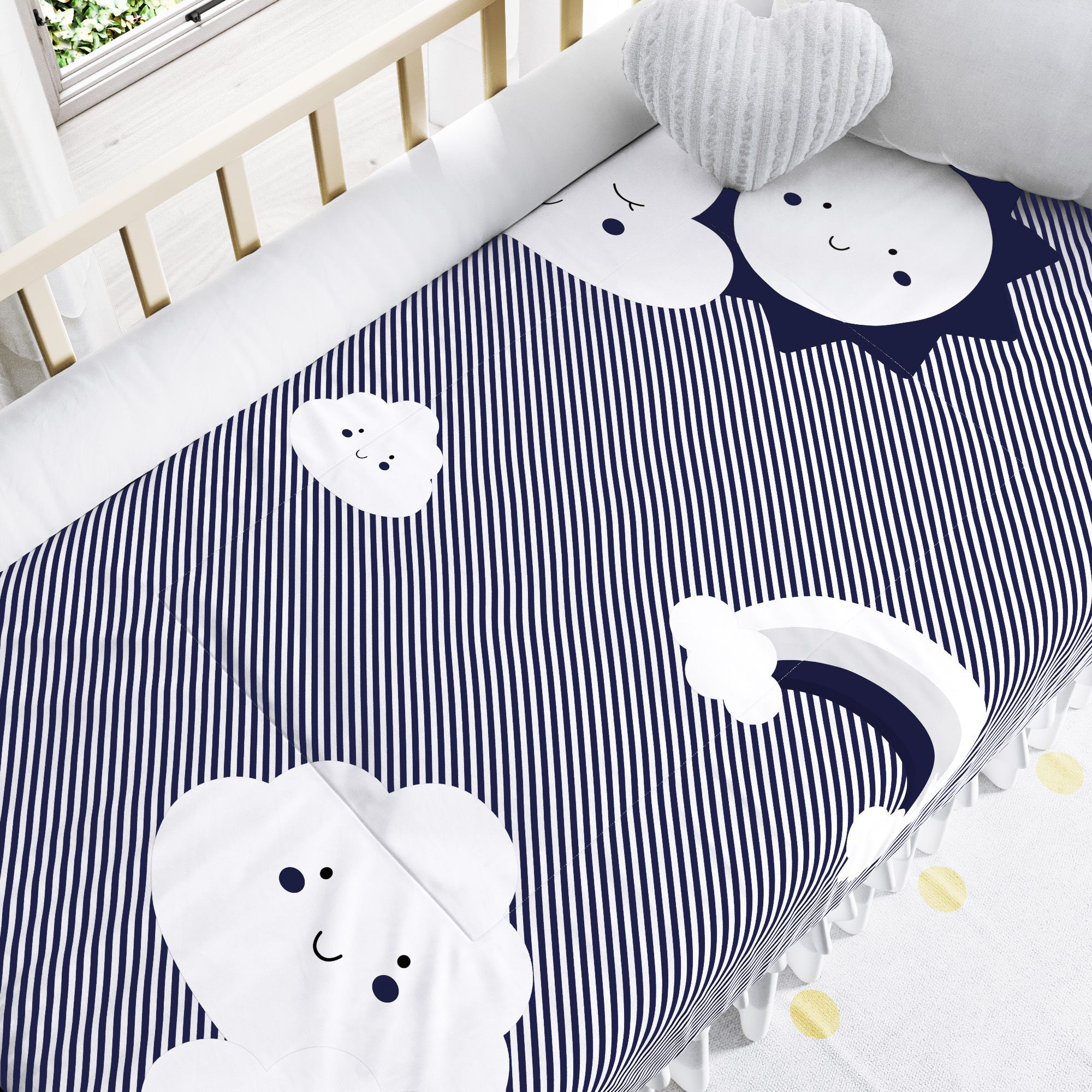 Edredom de Berço Nuvem de Algodão Azul