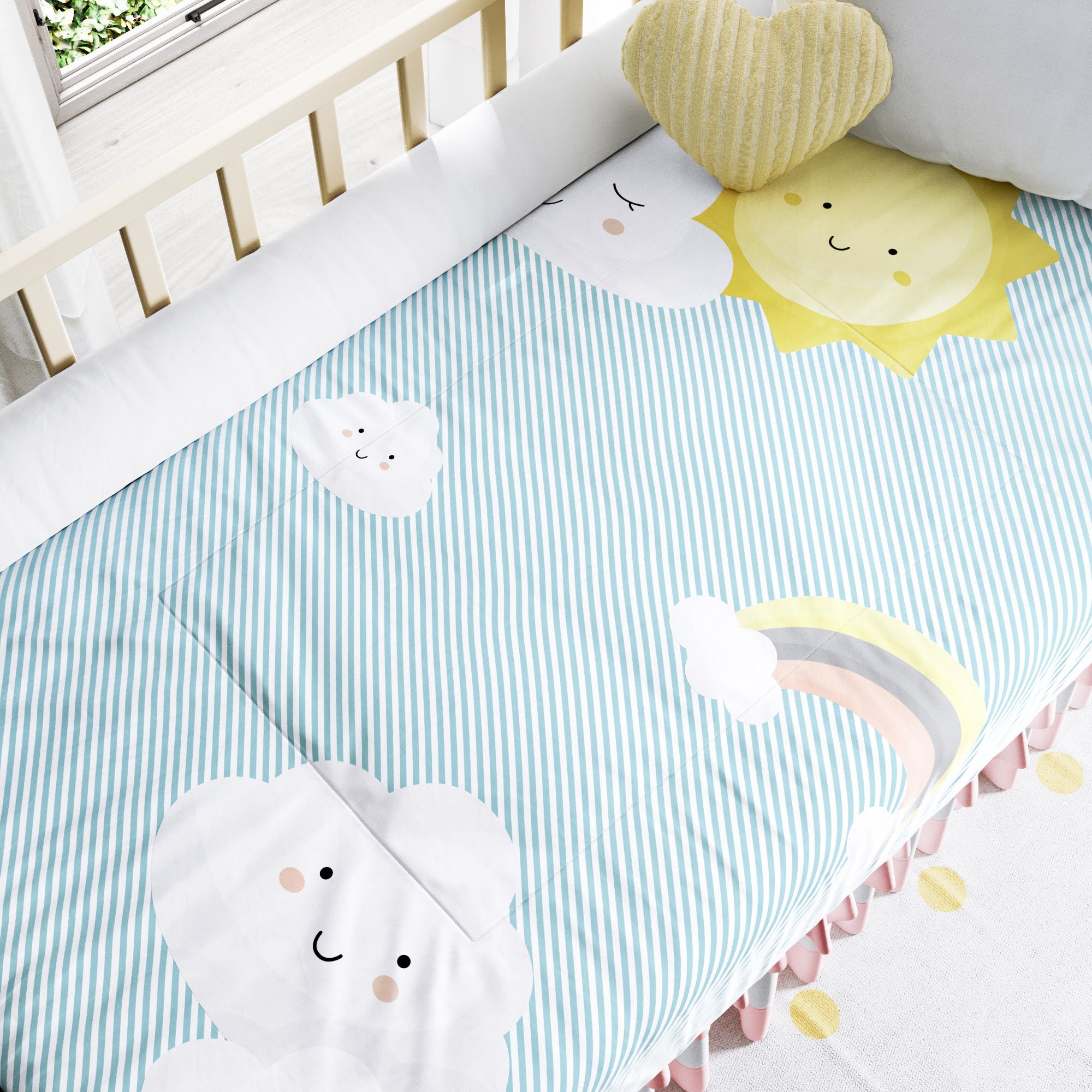 Edredom de Berço Nuvem de Algodão Azul