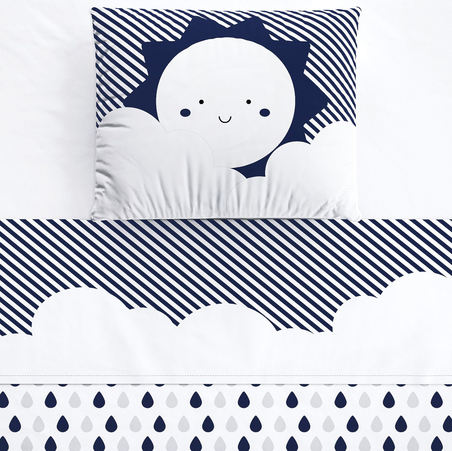 Jogo de Lençol Berço Nuvem de Algodão Azul 3 peças