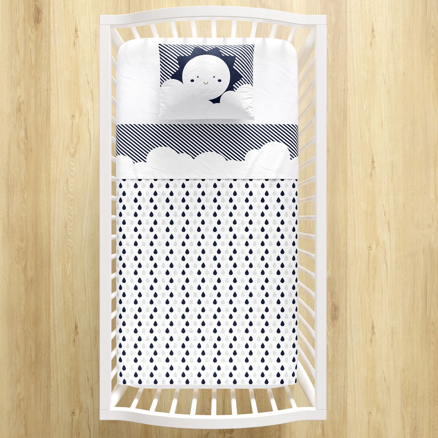 Jogo de Lençol Berço Nuvem de Algodão Azul 3 peças