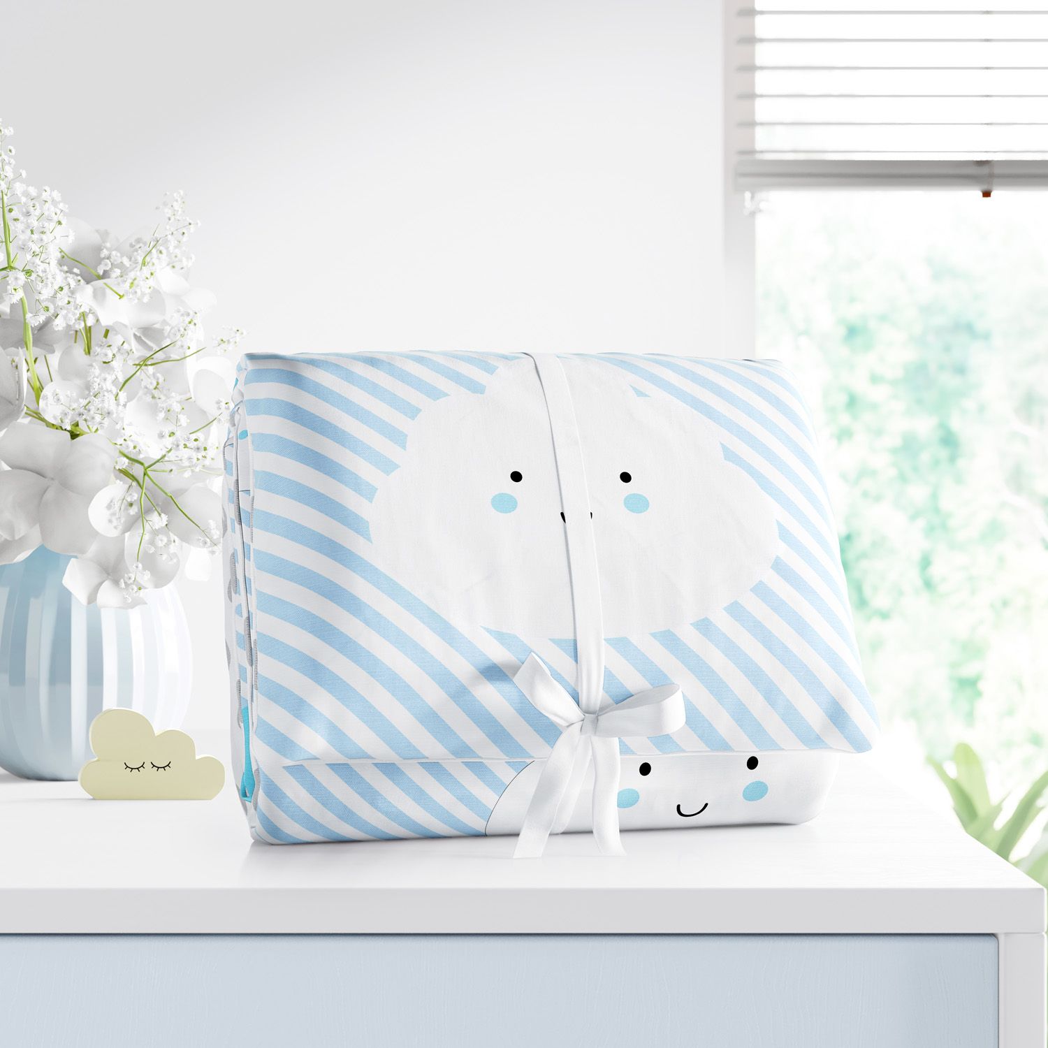 Trocador de Fraldas Portátil Nuvem de Algodão Azul 73x40cm