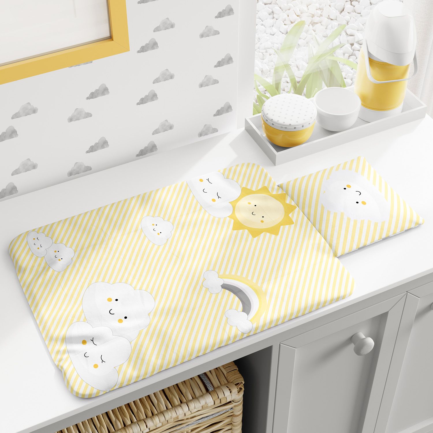 Trocador de Fraldas Portátil Nuvem de Algodão Azul 73x40cm