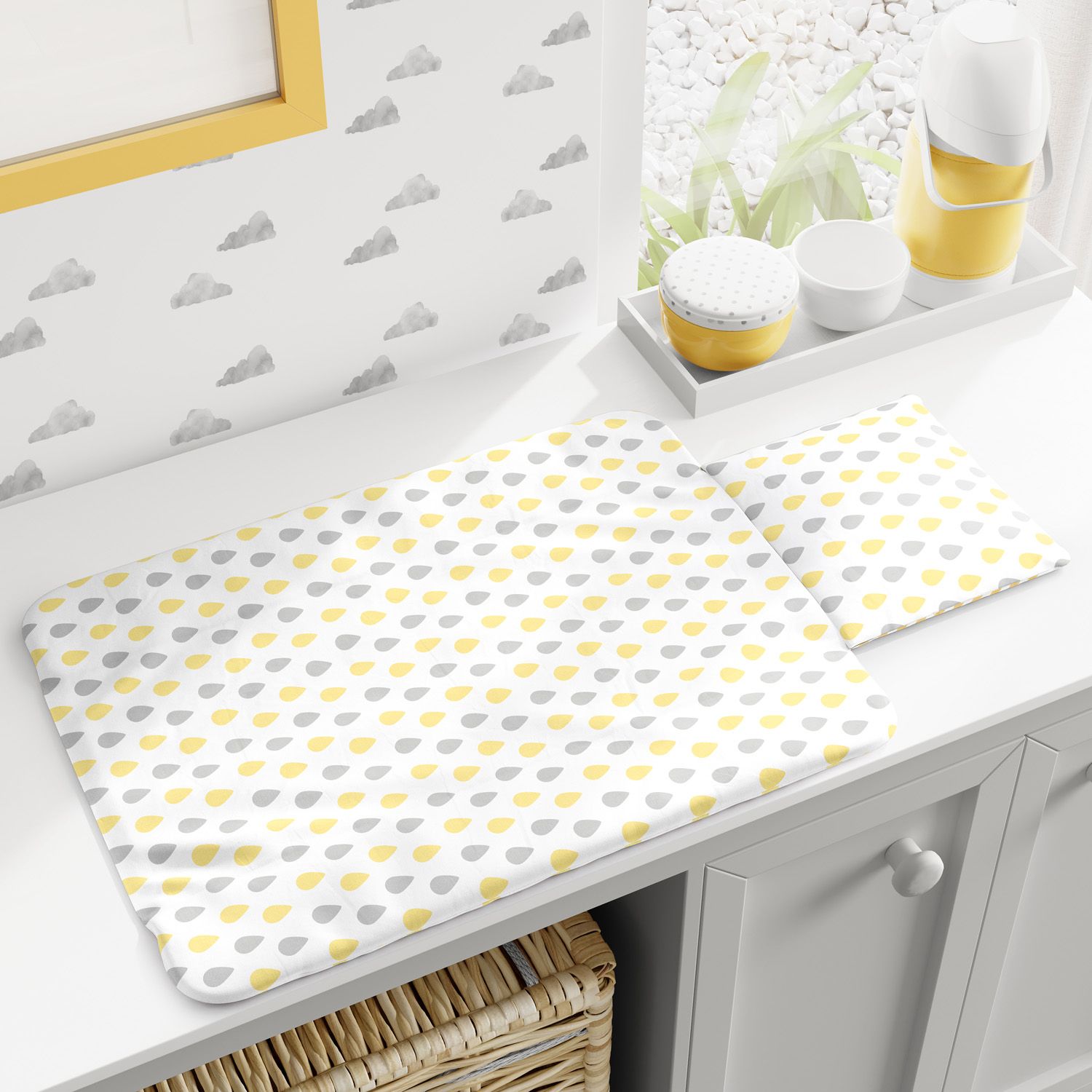 Trocador de Fraldas Portátil Nuvem de Algodão Azul 73x40cm