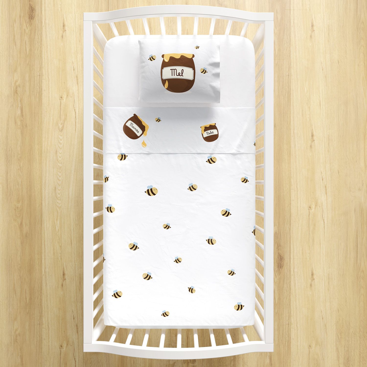 Jogo de Lençol Berço Potes de Mel 3 peças