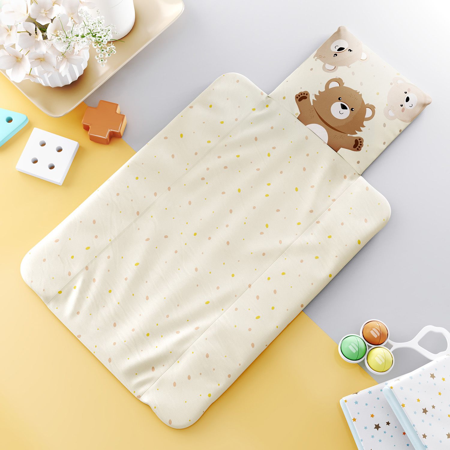 Trocador de Fraldas Portátil Família Ursinho 73x40cm