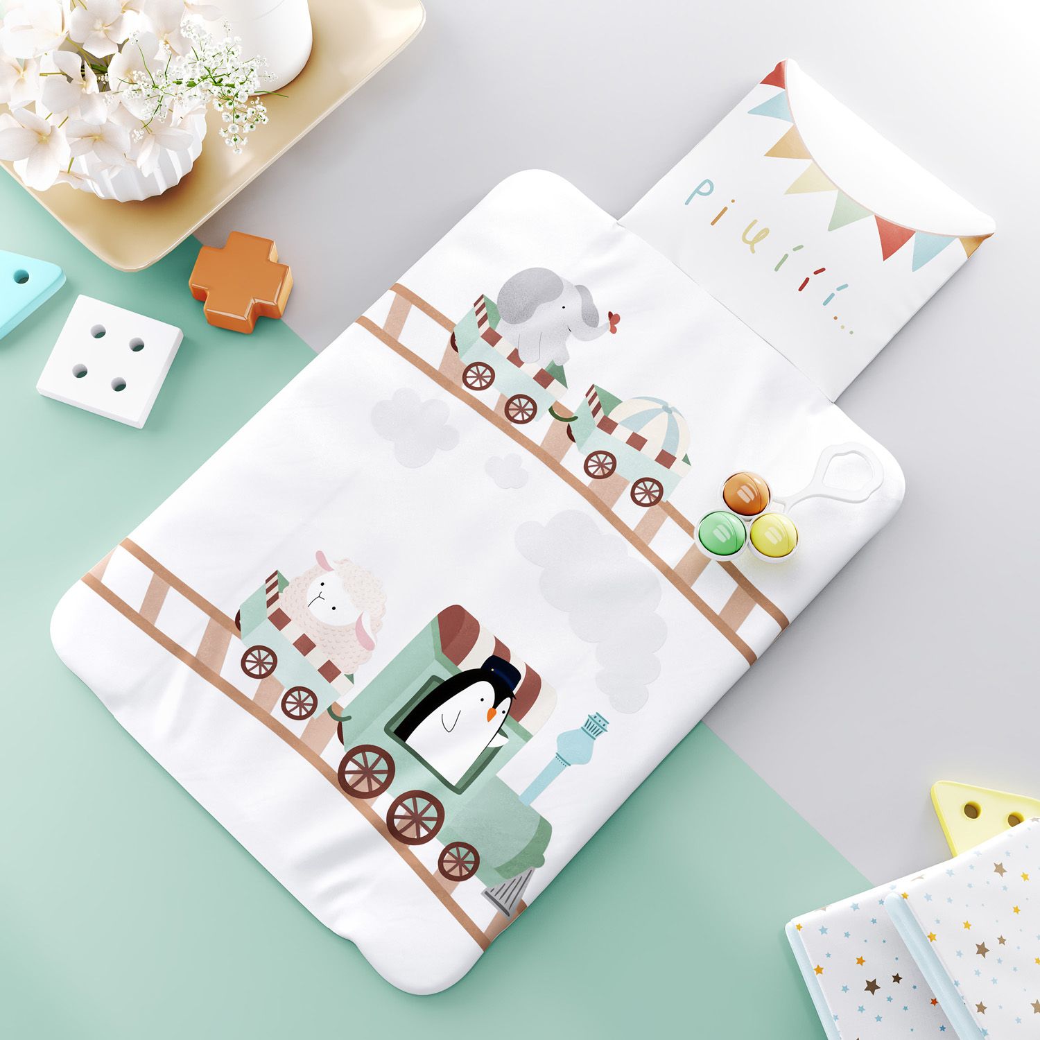 Trocador de Fraldas Portátil Trenzinho Piuí 85x40cm