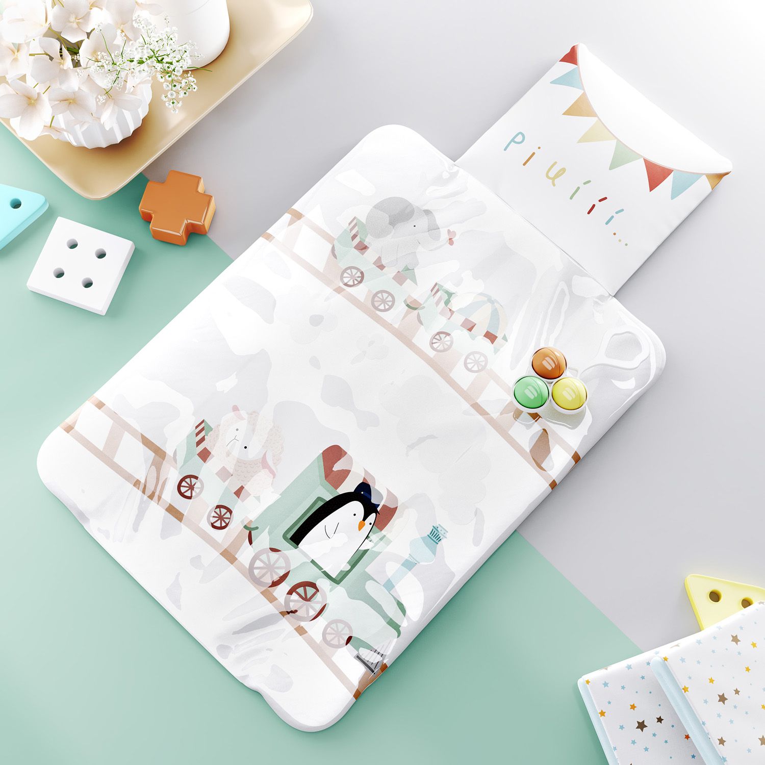 Trocador de Fraldas Portátil Trenzinho Piuí 85x40cm