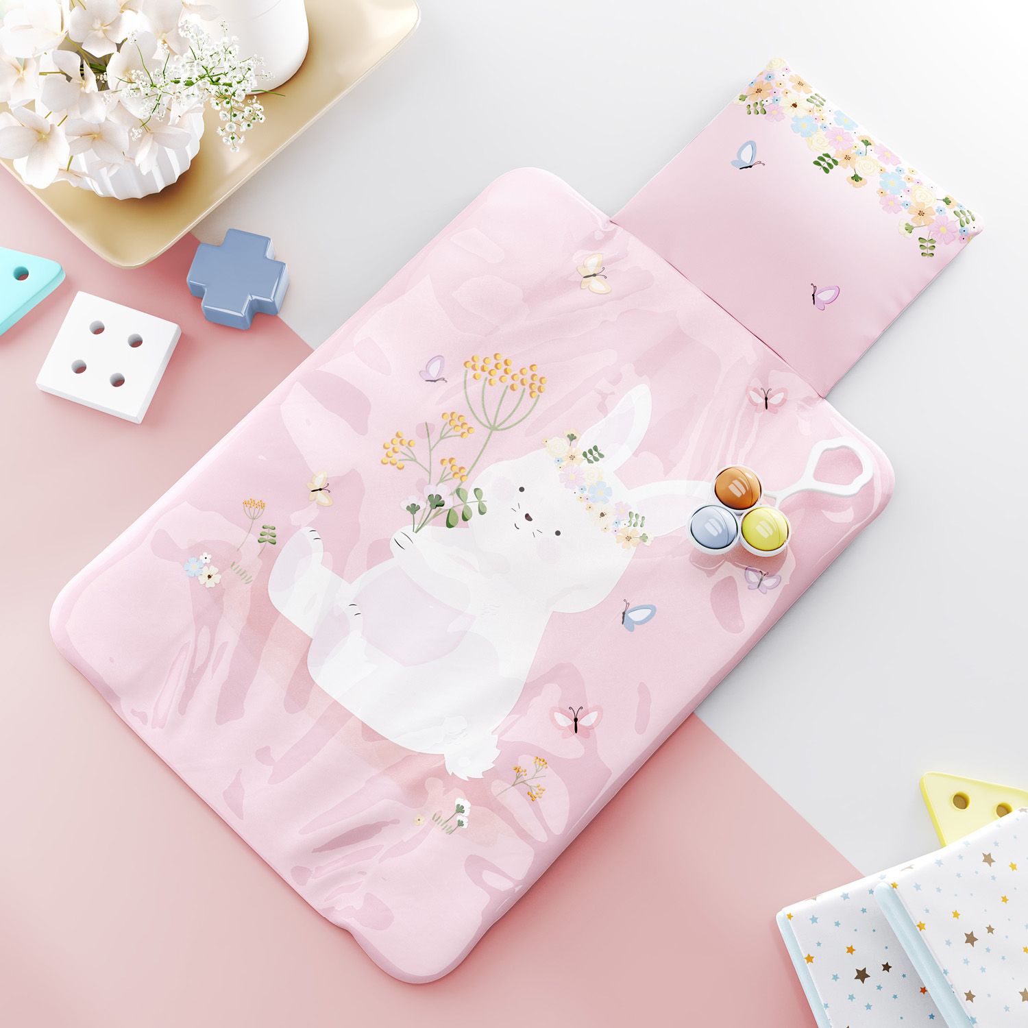 Trocador de Fraldas Portátil Coelhinha Lalá Rosa 73x40cm