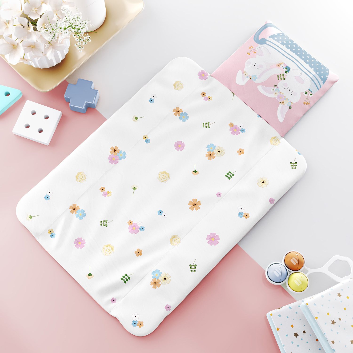 Trocador de Fraldas Portátil Coelhinha Lalá Rosa 73x40cm