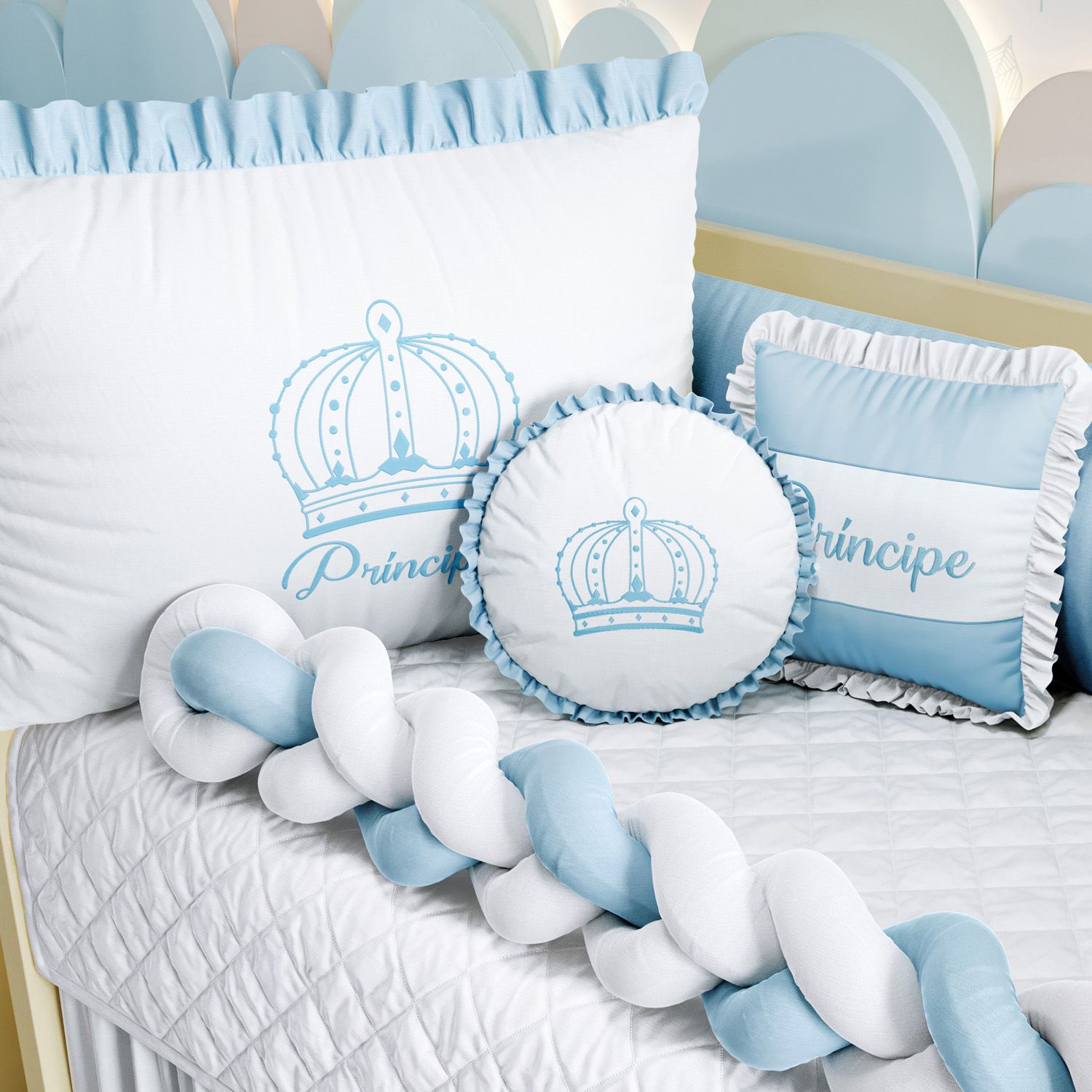 Kit Berço Trança Menina Princesa Rosa